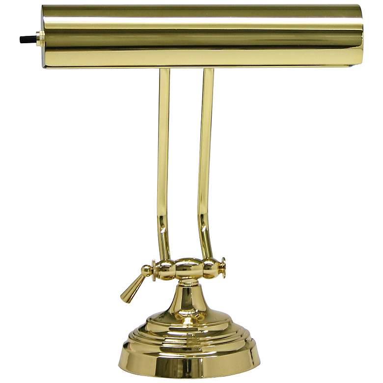Image 2 House of Troy 10 1/2 inch Adjustable Polished Brass Banker Piano Desk Lamp