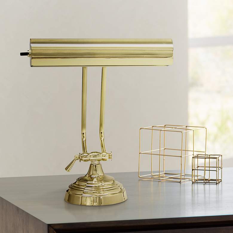 Image 1 House of Troy 10 1/2" Adjustable Polished Brass Banker Piano Desk Lamp