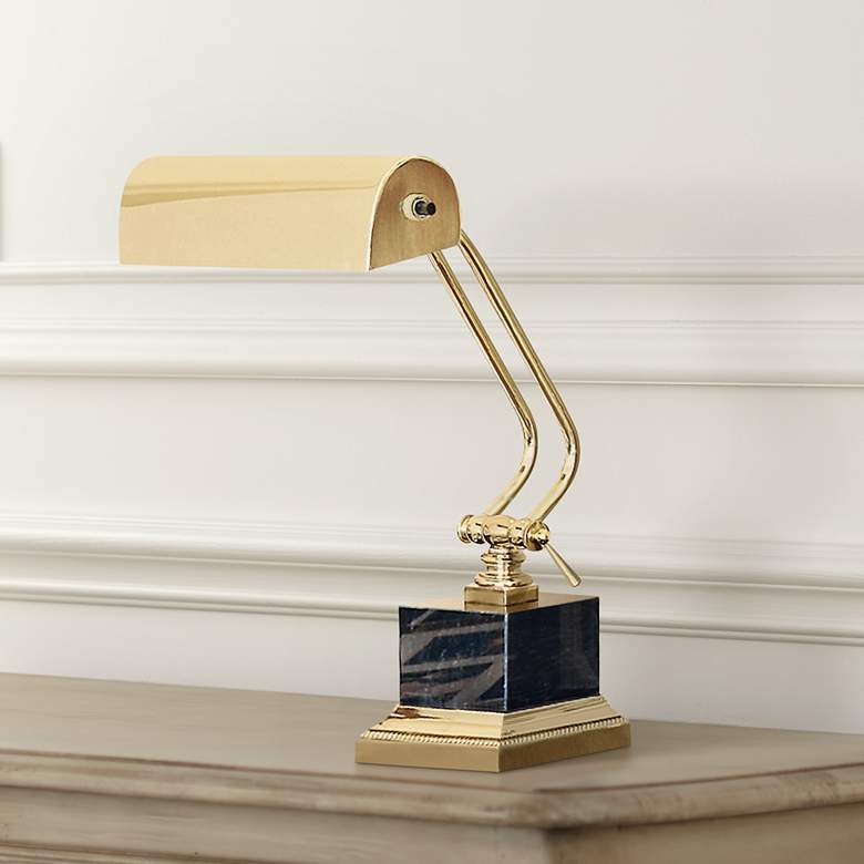 Image 1 House of Troy 12" High Polished Brass Marble Piano Lamp