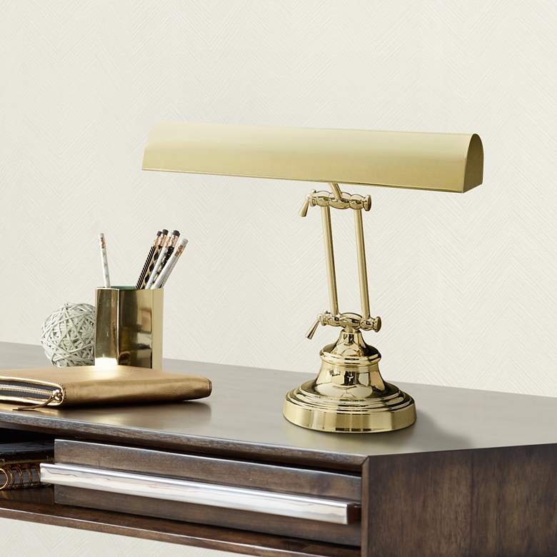Image 1 House of Troy 12" Polished Brass Adjustable Banker Piano Lamp