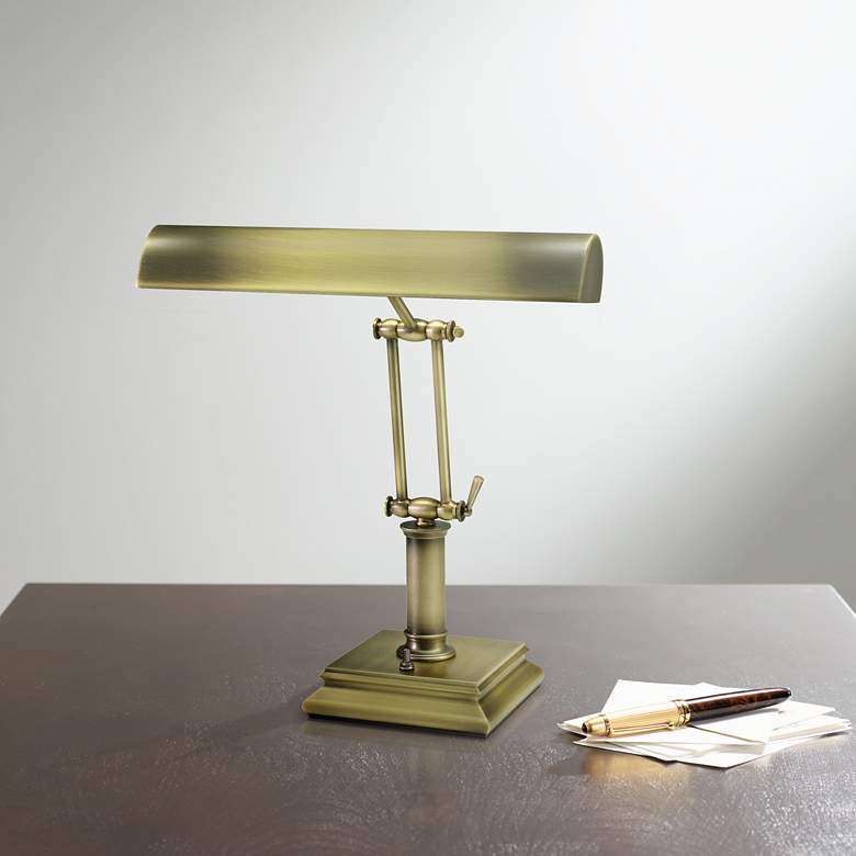 Image 1 House of Troy 14 inch High Brass Twin Arm Piano Desk Lamp