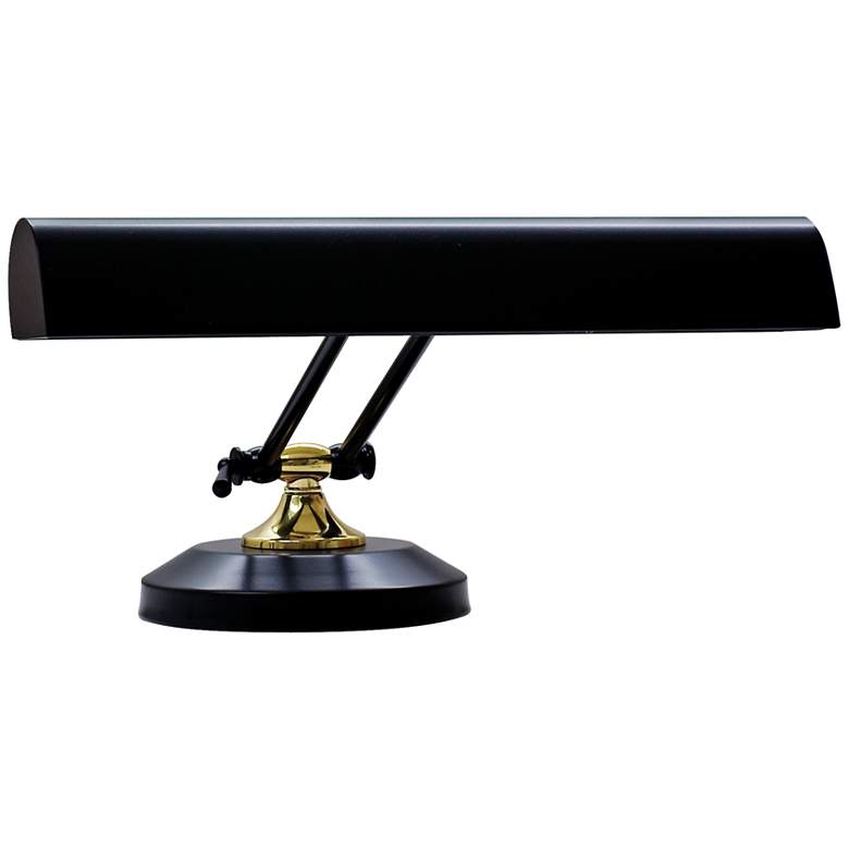 Image 2 House of Troy 14 inch Wide Black and Brass 2-Light Piano Lamp