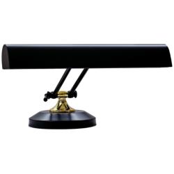 House of Troy 14&quot; Wide Black and Brass 2-Light Piano Lamp