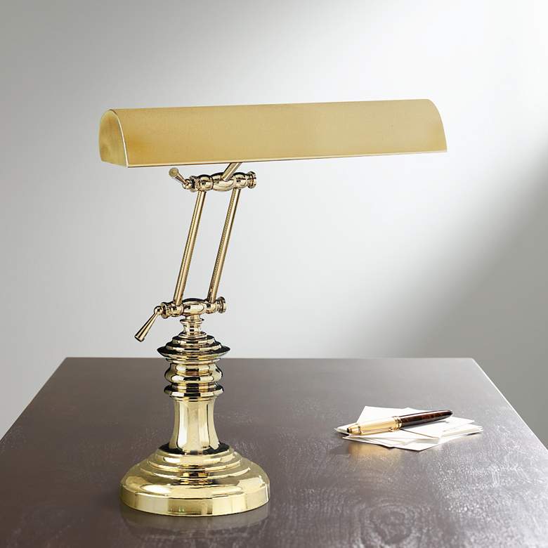 Image 1 House of Troy 16" High Solid Brass Banker Piano Lamp