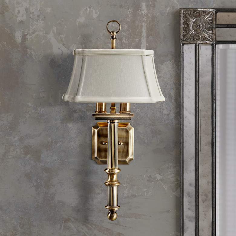 Image 1 House of Troy 19 inch High Antique Brass Wall Sconce