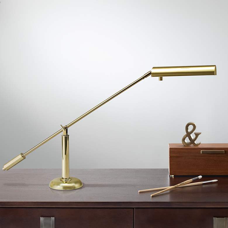 Image 1 House of Troy 21" Polished Brass Balance Arm Banker Piano Desk Lamp