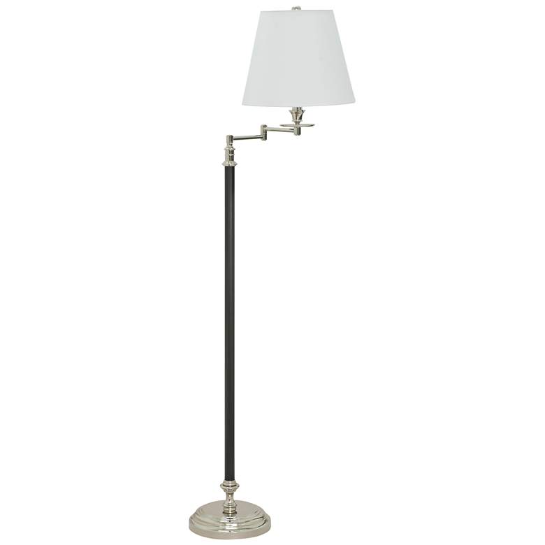 Image 1 House of Troy 61"H Bennington Nickel Swing-Arm Floor Lamp