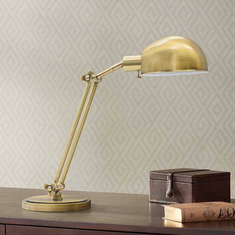 Image 1 House of Troy Addison Adjustable Antique Brass Desk Lamp