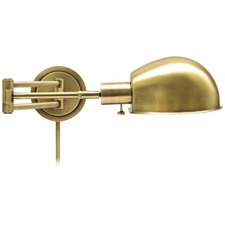 Image 2 House of Troy Addison Antique Brass Swing Arm Wall Lamp