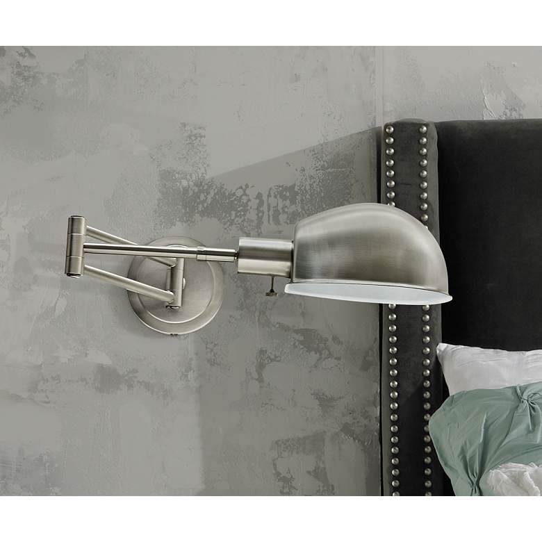 Image 1 House of Troy Addison Satin Nickel Swing Arm Wall Lamp