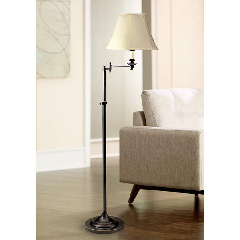 Image 1 House of Troy Adjustable Swing Arm Bronze Finish Floor Lamp
