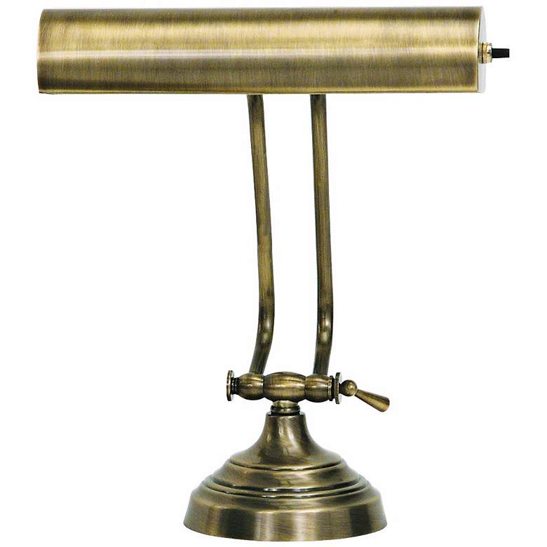 Image 2 House of Troy Advent 10 1/2 inch Twin Arm Antique Brass Piano Desk Lamp