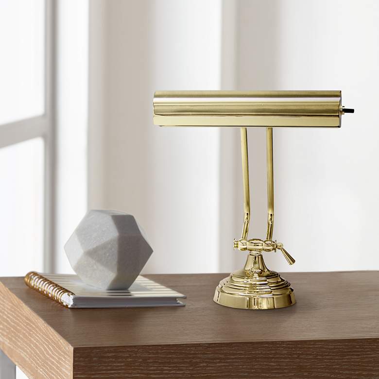 Image 1 House of Troy Advent 10 1/2" Twin Arm Polished Brass Piano Desk Lamp