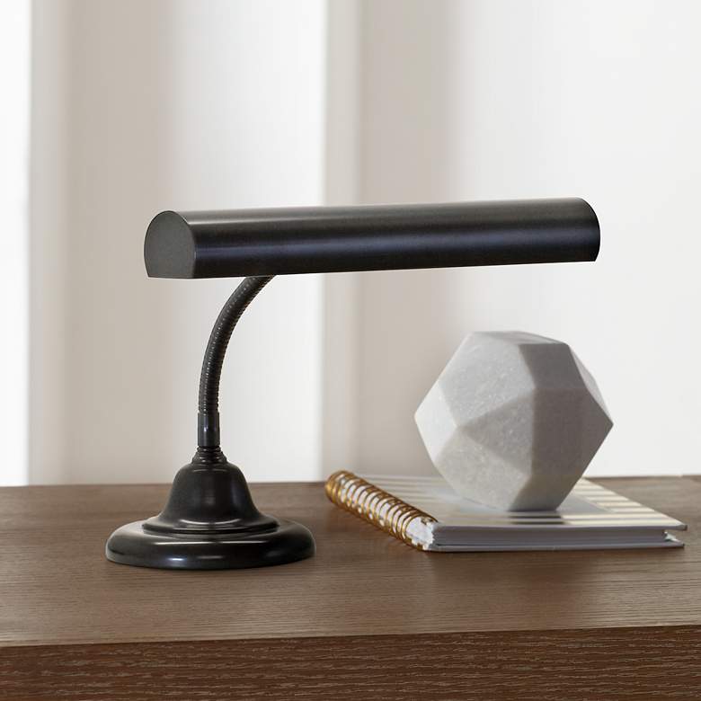 Image 1 House of Troy Advent 14 inch Wide Black Finish Gooseneck Piano Desk Lamp