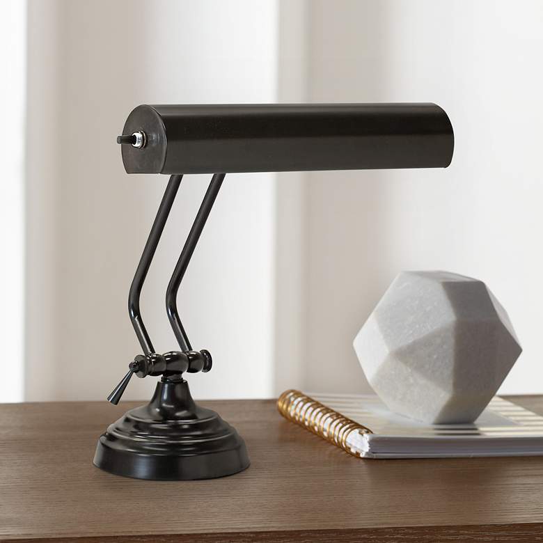 Image 1 House of Troy Advent 2-Arm 10" Wide Black Steel Piano Desk Lamp