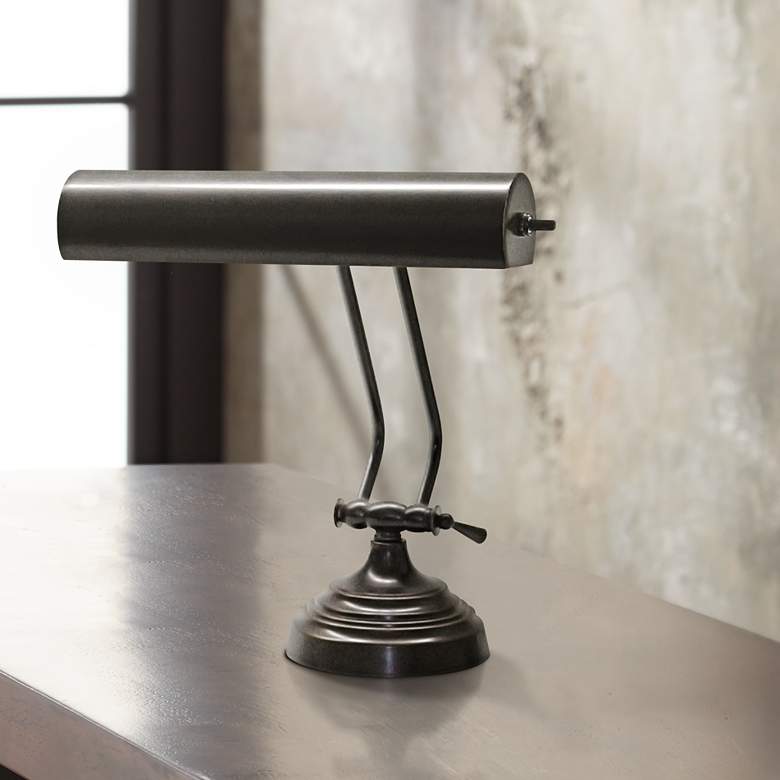 Image 1 House of Troy Advent 2-Arm 10 inch Wide Bronze Piano Desk Lamp