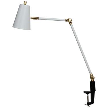 House of Troy Aria 18 1/2" Gold and White Swing Arm Clamp-On Lamp