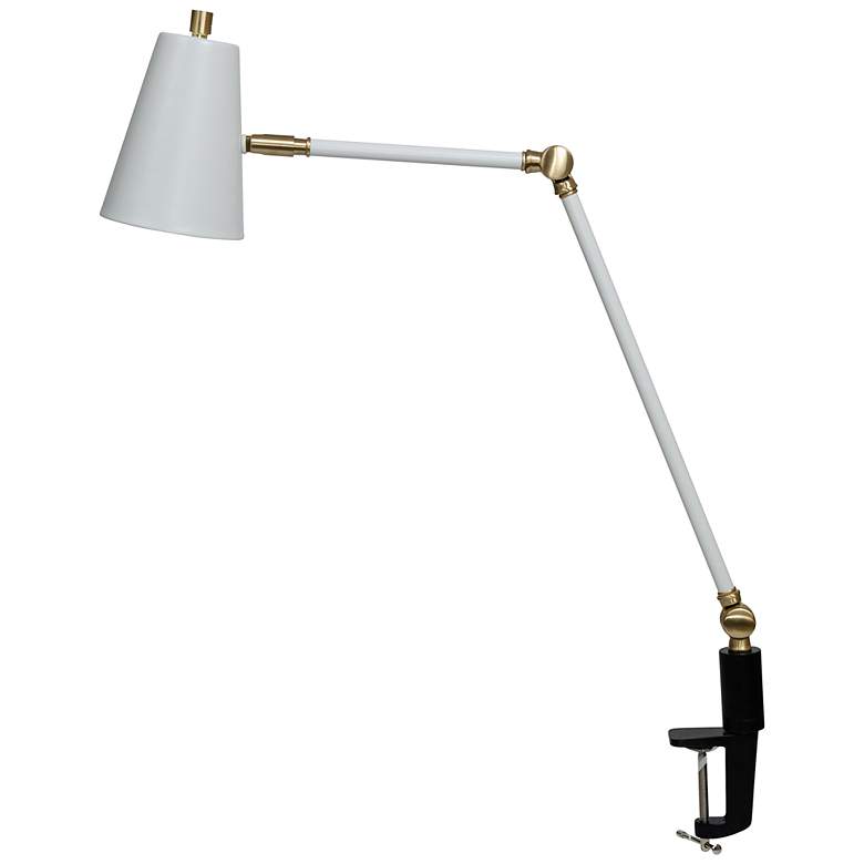 Image 1 House of Troy Aria 18 1/2" Gold and White Swing Arm Clamp-On Lamp