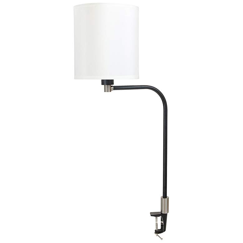 Image 1 House of Troy Aria 20" White Shade and Black Clamp-On Lamp
