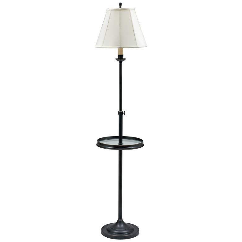 Image 2 House of Troy Club Adjustable Height Oil Rubbed Bronze Floor Lamp with Tray