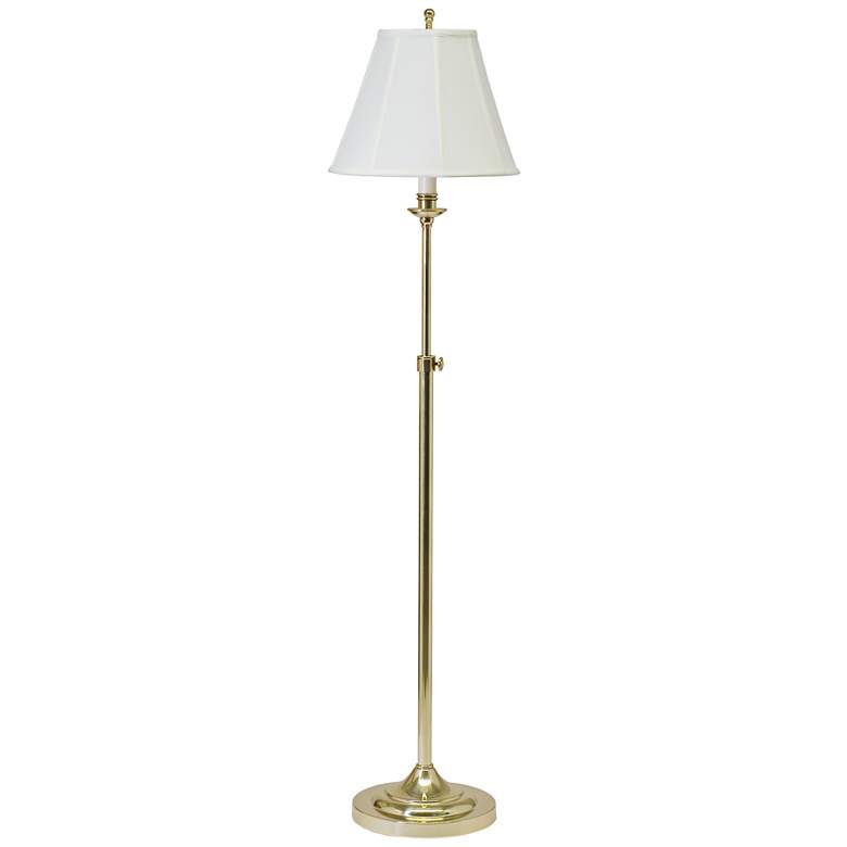 Image 2 House of Troy Club Adjustable Height Polished Brass Finish Floor Lamp