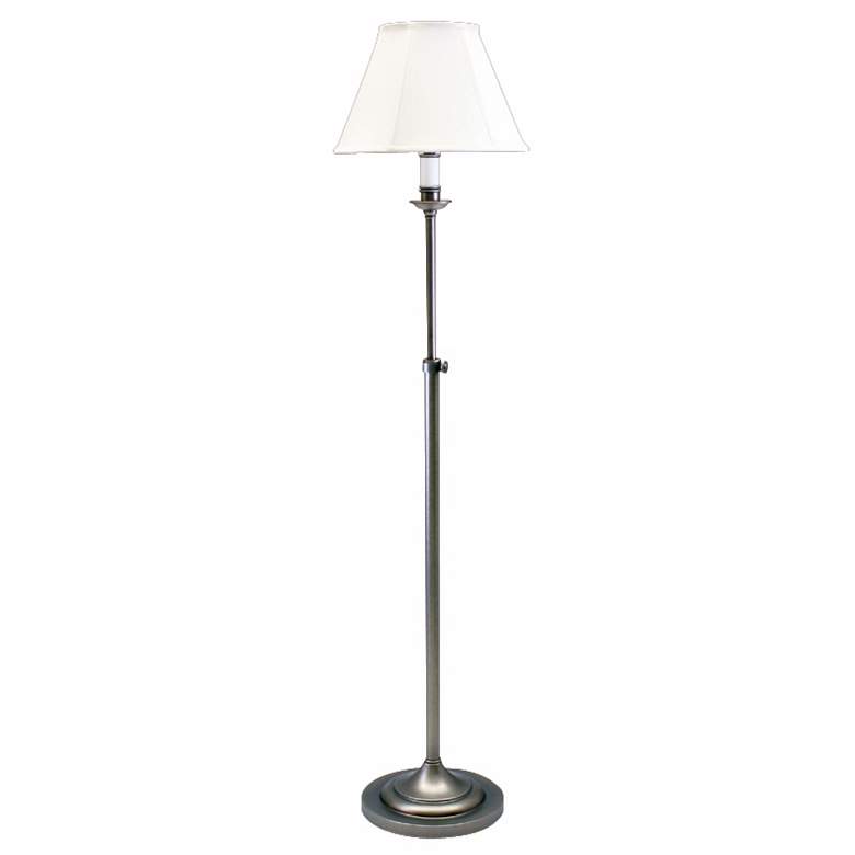 Image 1 House of Troy Club Collection Adjustable Height Silver Floor Lamp