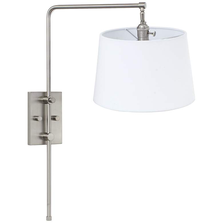 Image 1 House of Troy Crown Point Satin Nickel Swing Arm Wall Lamp