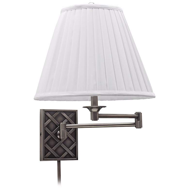 Image 1 House of Troy Deco Basket Silver Swing Arm Wall Lamp