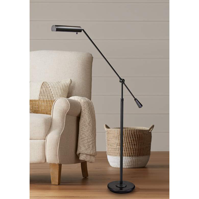Image 1 House of Troy Grand Piano Adjustable Height Boom Arm Bronze Floor Lamp