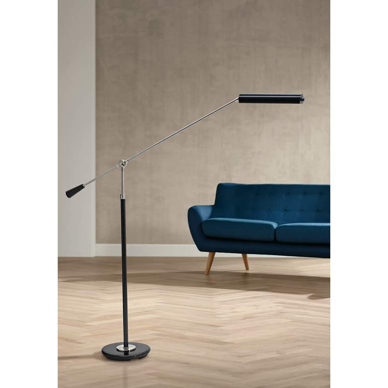 Image 1 House of Troy Grand Piano Adjustable Height Modern Nickel LED Floor Lamp