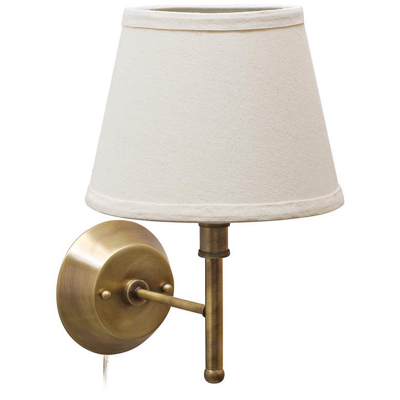Image 2 House of Troy Greensboro 13" High Antique Brass Plug-In Wall Lamp