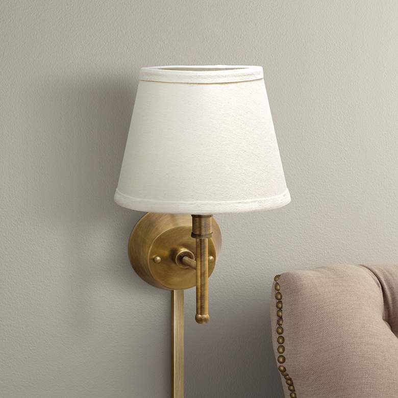 Image 1 House of Troy Greensboro 13" High Antique Brass Plug-In Wall Lamp