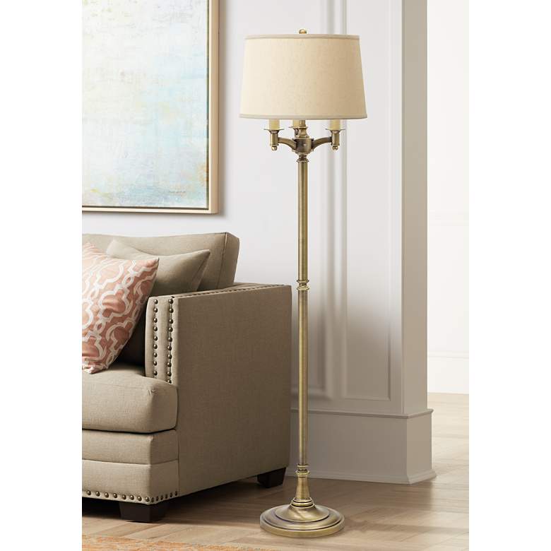 Image 1 House of Troy Lancaster 62 3/4 inch 6-Way Antique Brass Floor Lamp
