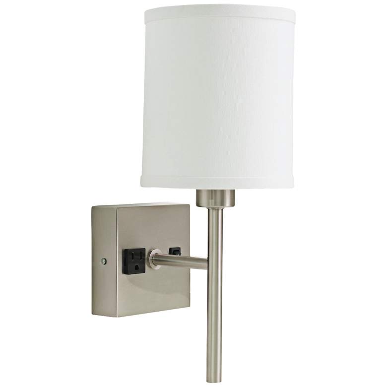 Image 2 House of Troy Linear 15 inchH Nickel Wall Sconce with Outlet