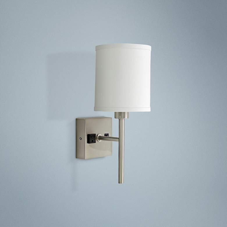 Image 1 House of Troy Linear 15 inchH Nickel Wall Sconce with Outlet