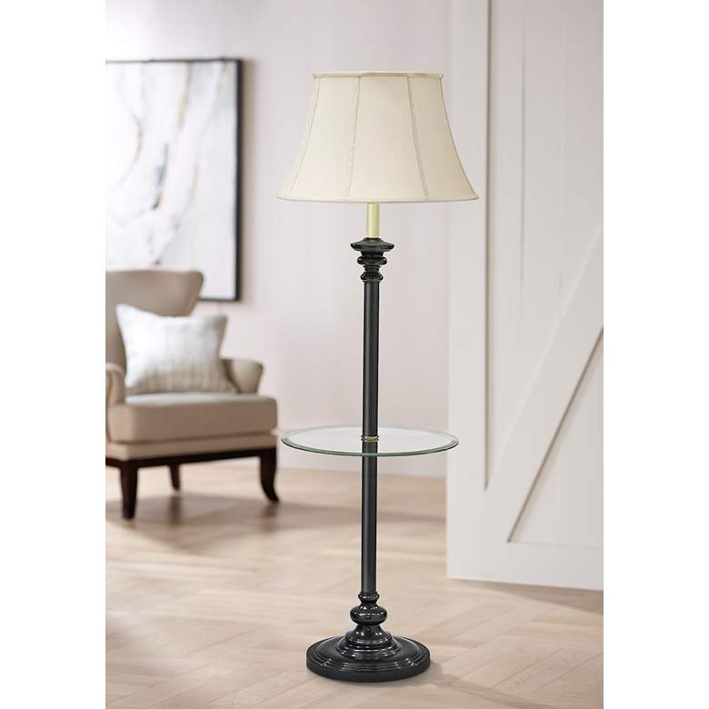 Image 1 House of Troy Newport 55 3/4 inch Bronze with Glass Tray Floor Lamp