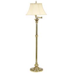 House of Troy Newport 61&quot; High Antique Brass Swing Arm Floor Lamp