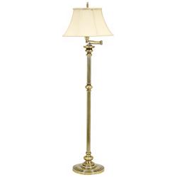 House of Troy Newport 61" High Antique Brass Swing Arm Floor Lamp