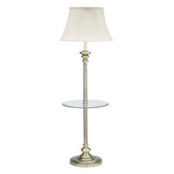 House of Troy Newport Glass Tray Floor Lamp Antique Brass