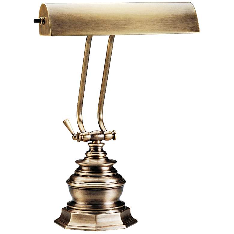 Image 2 House of Troy Octagon 14 inch Antique Brass Banker Piano Desk Lamp
