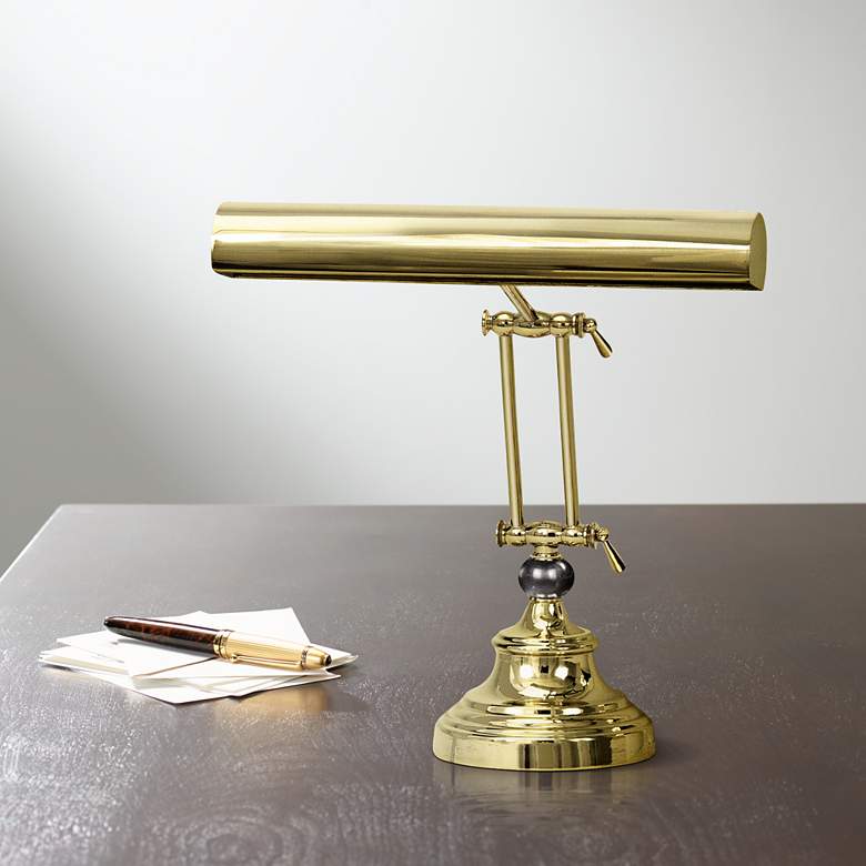 Image 1 House of Troy Polished Brass Black Marble Piano Desk Lamp