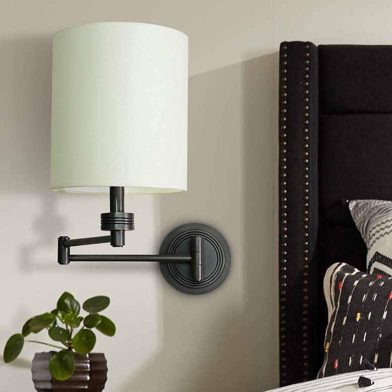 Image 1 House of Troy Ribbed Oil Rubbed Bronze Swing Arm Wall Lamp