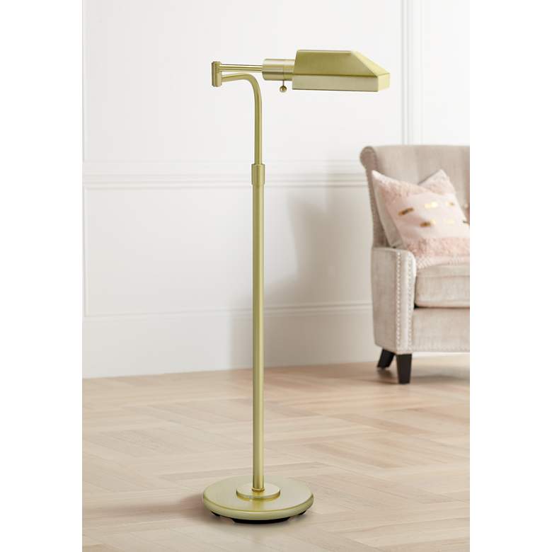 Image 1 House of Troy Satin Brass Adjustable Pharmacy Floor Lamp