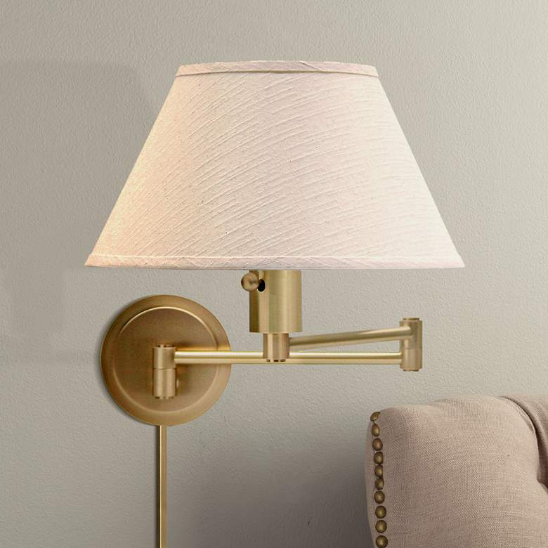 Image 1 House of Troy Satin Brass Plug-In Swing Arm Wall Lamp