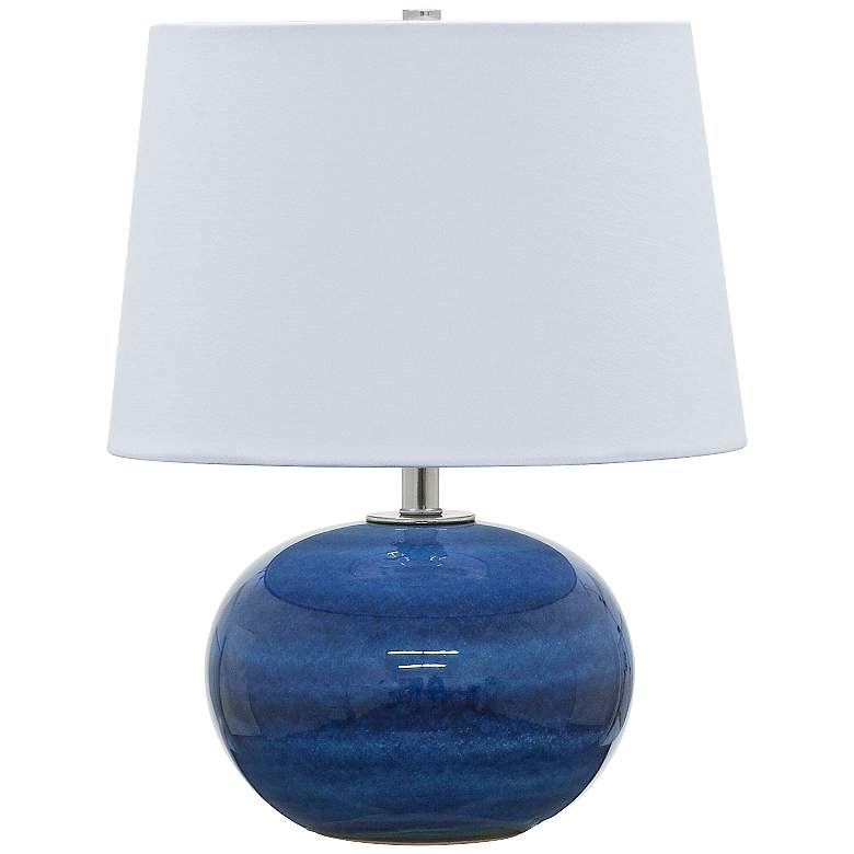 Image 1 House of Troy Scatchard 17" Stoneware Round Glossy Blue Accent Lamp
