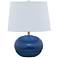 House of Troy Scatchard 17" Stoneware Round Glossy Blue Accent Lamp