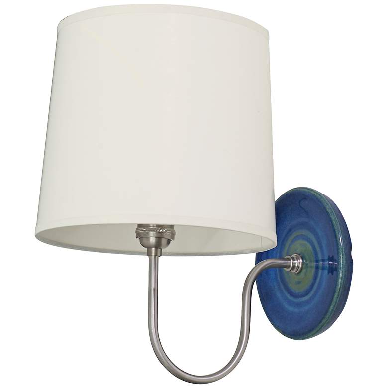 Image 1 House of Troy Scatchard Stoneware Blue Plug-In Wall Lamp