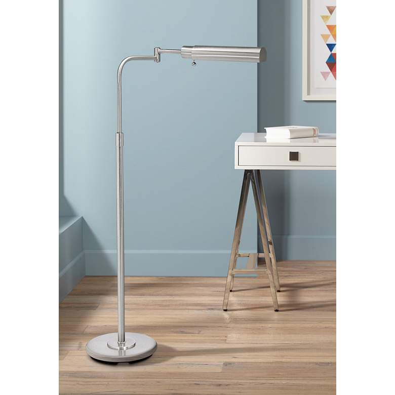 Image 1 House of Troy Swing Arm Pharmacy Satin Nickel Floor Lamp