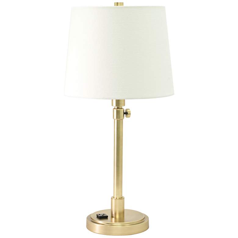 Image 2 House of Troy Townhouse Adjustable Height Brass Desk Lamp with Outlet