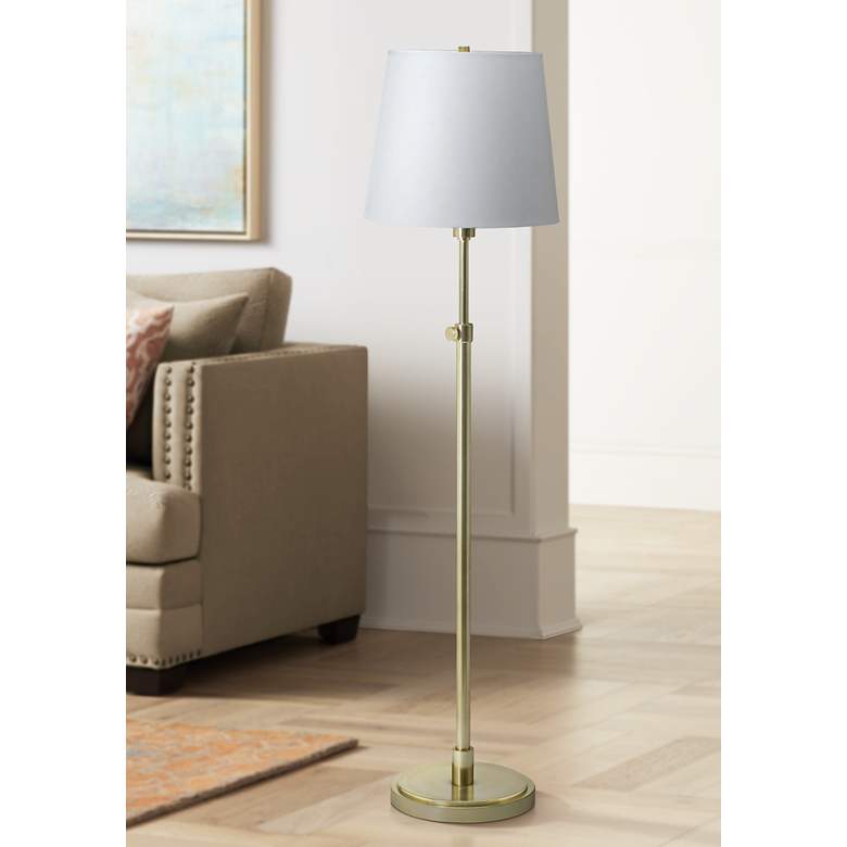 Image 1 House of Troy Townhouse Adjustable Height Raw Brass Floor Lamp